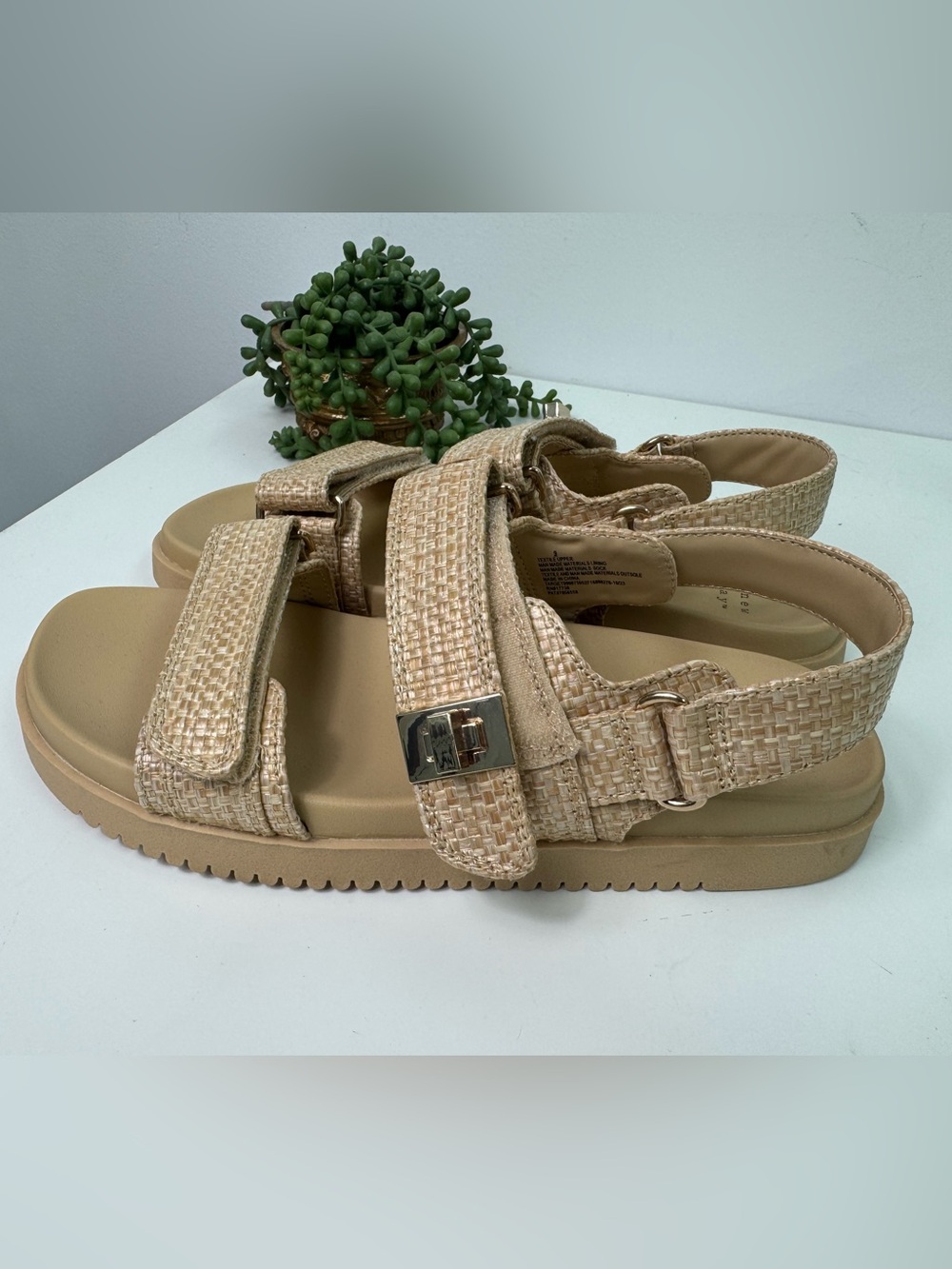 A New Day Target Jonie Raffia Footbed Velcro Ankle Strap Sandals Women's Size 9 - Picture 3 of 6